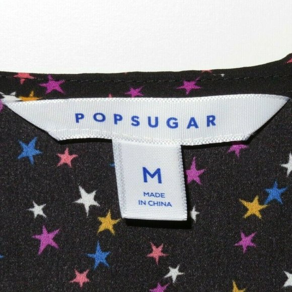 Women's POPSUGAR Black with Colored Stars Casual Wrap Dress Size M - Picture 5 of 6